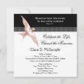 Pink Black Dove Vrouwen Foto Begrafenisaankondigin Kaart (Achterkant)