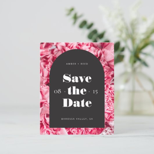Pink Black Floral Arch Bright budget opslaan Datum (Staand voorkant)