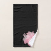 PINK BLACK FLORAL BLOOM BATHROOM TOWEL SET BAD HANDDOEK (Handdoek)