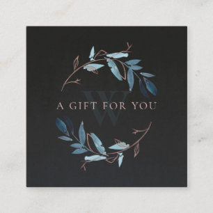 PINK BLACK FOLIAGE INITIAAL WREATH GIFT CERTIFICAT VIERKANTE VISITEKAARTJE