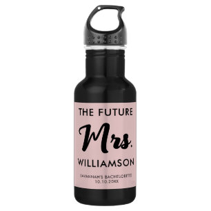 Pink Black Future Mrs. Achternaam Bachelorette Par Waterfles