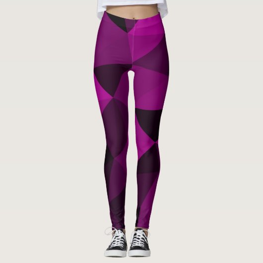 Pink black geometric mesh pattern leggings (Voorkant)