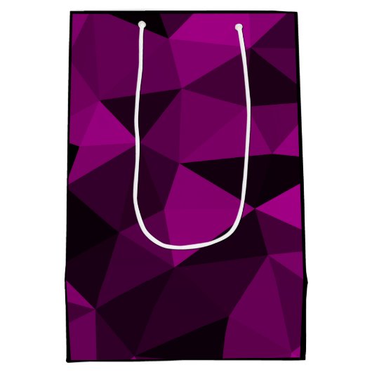 Pink black geometric mesh pattern medium cadeauzakje (Achterkant)