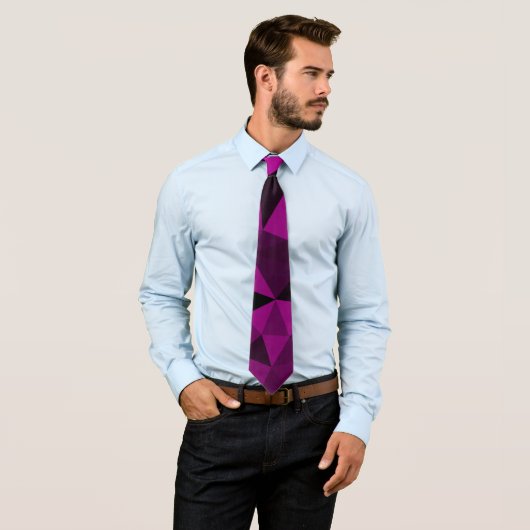 Pink black geometric mesh pattern stropdas (In situ)