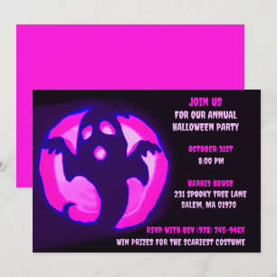 Pink Black Ghost Spooky Halloween Spookachtige Par Kaart