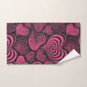 Pink Black Glam Abstract Heart Pattern Bad Handdoek (Handdoek)