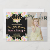 Pink Black Glitter Princess Birthday met foto Kaart (Voorkant)