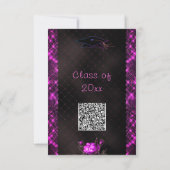 Pink Black Glitter QR Code Afstuderen Uitnodiging (Achterkant)