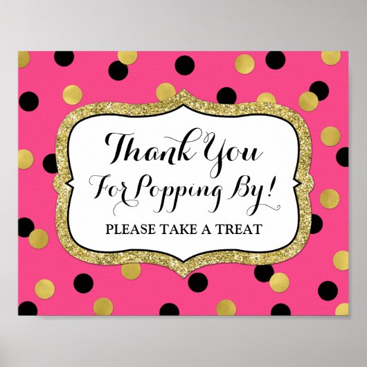 Pink Black Gold Confetti Poster (Voorkant)