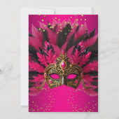 Pink Black Gold Masks Masquerade Birthday Party Kaart (Achterkant)