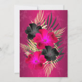 Pink Black Gold Palms Hibiscus Damask Party Kaart (Achterkant)