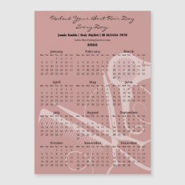 Pink Black Hair Stylist Tools 2026 Calendar Magnet