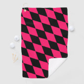 Pink Black Harlequin Diamonds Checkers Design  Golfhanddoek (Insitu)