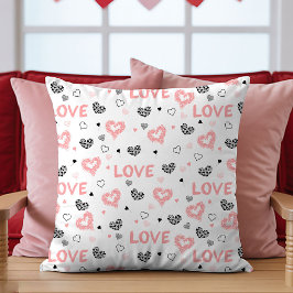 Pink Black Heart Art Pillow Cute I Love You Gift Kussen
