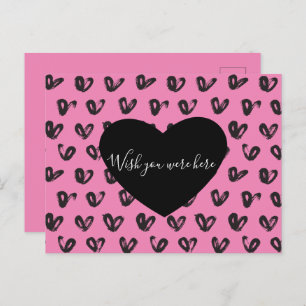 Pink Black Hearts Briefkaart