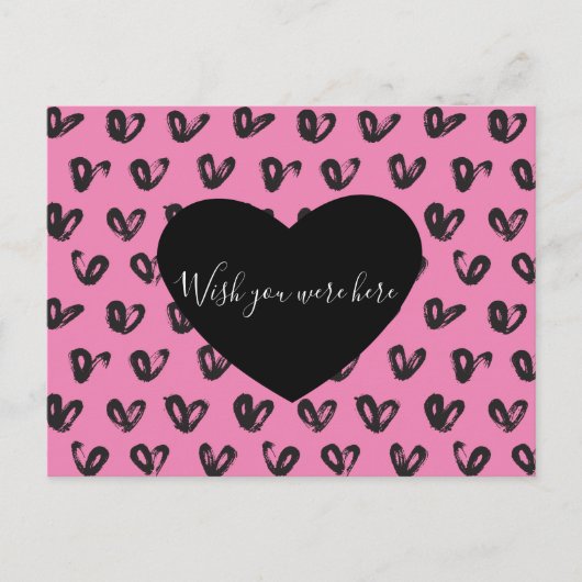 Pink Black Hearts Briefkaart (Voorkant)
