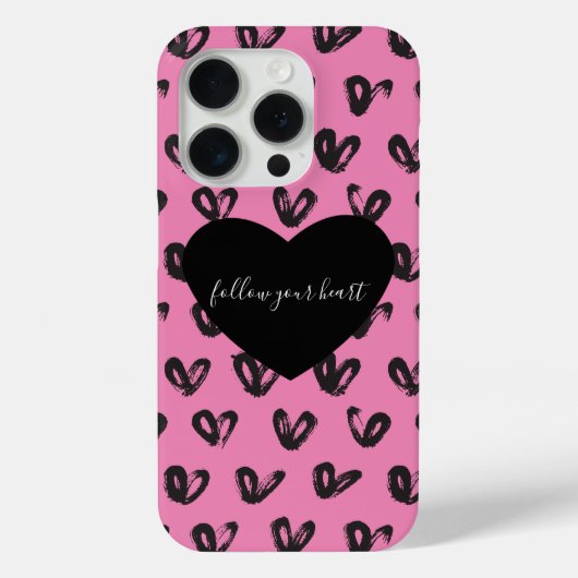 Pink Black Hearts Case-Mate iPhone Case (Achterkant)