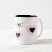 PInk & Black Hearts Gepersonaliseerd Mok naam Vale (Voorkant rechts)