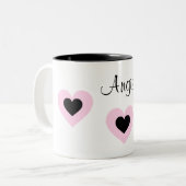 PInk & Black Hearts Gepersonaliseerd Mok naam Vale (Voorkant links)