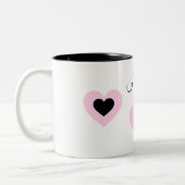PInk & Black Hearts Gepersonaliseerd Mok naam Vale (Links)