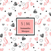 Pink Black Hearts Sweet I Love You Wedding Gift Fleece Deken