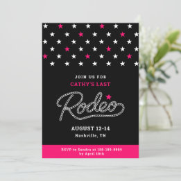 Pink Black Her Last Rodeo Bachelorette Party Kaart