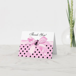 Pink Black Ladybug Thank You Cards Bedankkaart