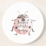 Pink Black Ladybug Zandsteen Onderzetter<br><div class="desc">Girly Pink Black Ladybug</div>