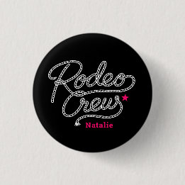 Pink Black Last Rodeo Crew Western Bach Party Ronde Button 3,2 Cm
