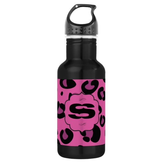 Pink Black Leopard Cheetah 32. oz. Waterfles (Voorkant)