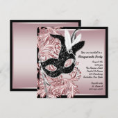 Pink Black Mask Pink Black Masquerade Party Kaart (Voorkant / Achterkant)