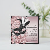 Pink Black Mask Pink Black Masquerade Party Kaart (Staand voorkant)