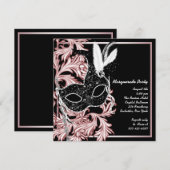 Pink Black Mask Pink Black Masquerade Party Kaart (Voorkant / Achterkant)