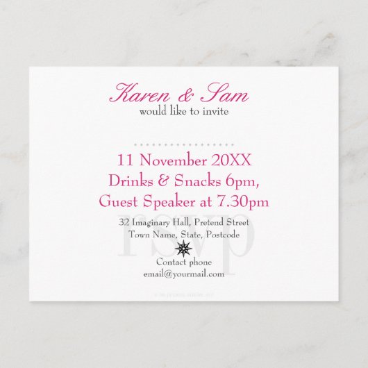 Pink Black Modern Funk Party Invitation sjabloon (Achterkant)