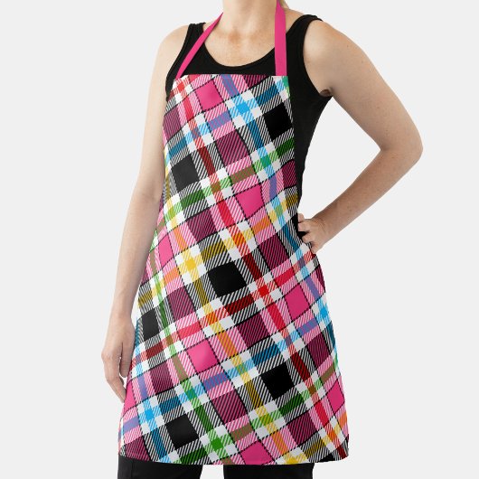 Pink Black Multicolour Flannel Plaid Tartan Schort
