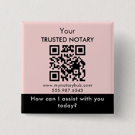 Pink Black Notary Branding with QR Code Vierkante Button 5,1 Cm