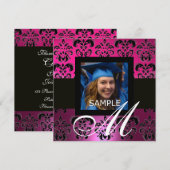 PINK BLACK PAARS AFSTUDEREN DAMASKMONOGRAM KAART (Voorkant / Achterkant)