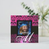 PINK BLACK PAARS AFSTUDEREN DAMASKMONOGRAM KAART (Staand voorkant)
