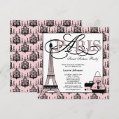 Pink Black Paris Sweet 16 Verjaardagsfeest Kaart (Voorkant / Achterkant)