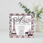 Pink Black Paris Sweet 16 Verjaardagsfeest Kaart (Staand voorkant)