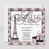 Pink Black Paris Sweet 16 Verjaardagsfeest Kaart (Voorkant)