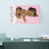 Pink Black Pearl Afro-Amerikaans Meisje Baby showe Spandoek (Beurs)