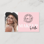 Pink Black Photo Logo Makeup Visitekaartje (Voorkant)