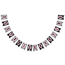 Pink Black Polka Dot Bunting Flags Party Banner