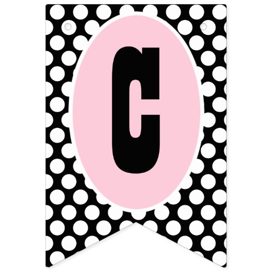 Pink Black Polka Dot Bunting Flags Party Banner (Eerste vlag)
