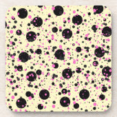 Pink & Black Polka Dot Glam Pattern Bier Onderzetter (Voorkant)