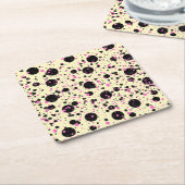 Pink & Black Polka Dot Glam Pattern Kartonnen Onderzetters (Schuin)