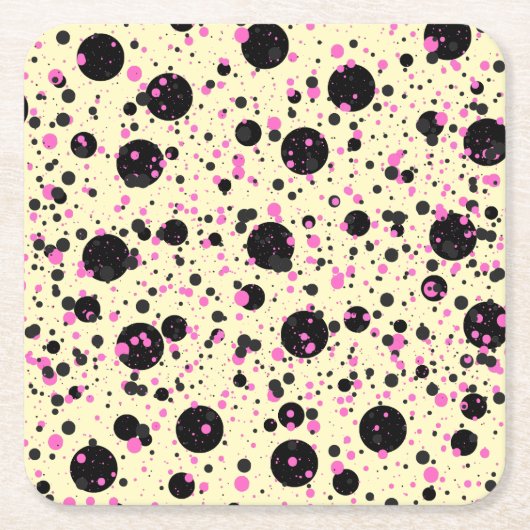 Pink & Black Polka Dot Glam Pattern Kartonnen Onderzetters (Voorkant)