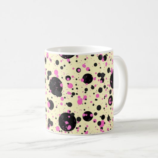 Pink & Black Polka Dot Glam Pattern Koffiemok (Voorkant rechts)