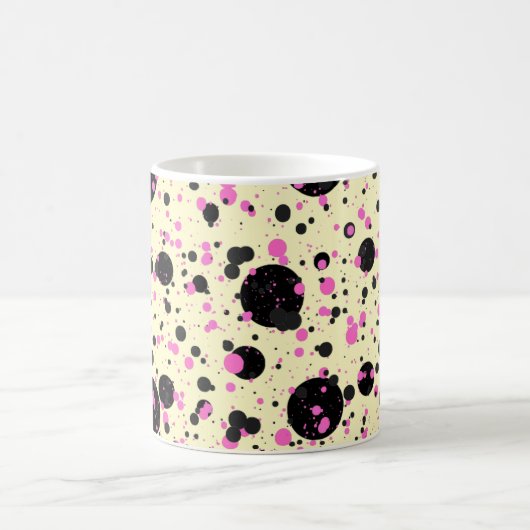 Pink & Black Polka Dot Glam Pattern Koffiemok (Center)